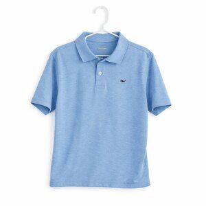Vineyard Vines Performance Polo Shirt Boys Size S (8/10) Blue Heather Whale Logo
